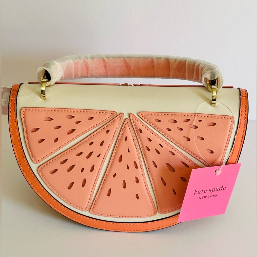 NWT! Kate Spade ♠️ Squeeze Wicker 3d Grapefruit Crossbody/Top Handle Bag - Picture 5 of 10